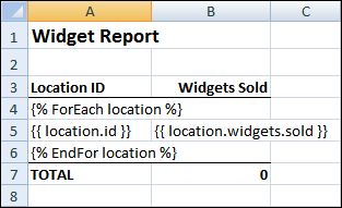 Template of Widget Report in Excel